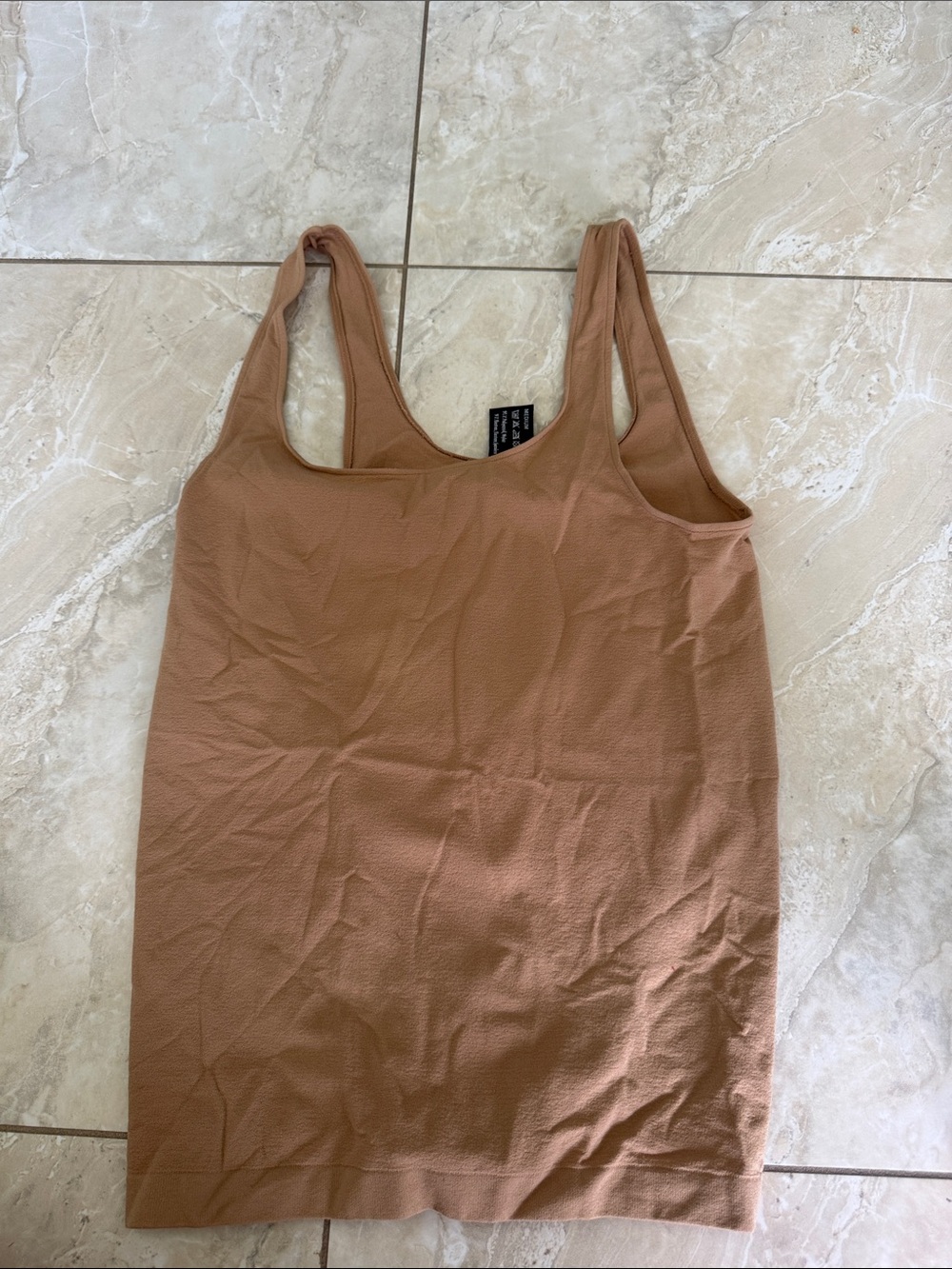 Wolford Scoop Neck Ribbed Tank in Light Brown